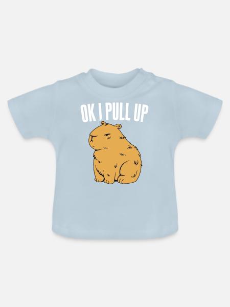 Ok I Pull Up - Baby Bio-T-Shirt mit Rundhals - Hellblau