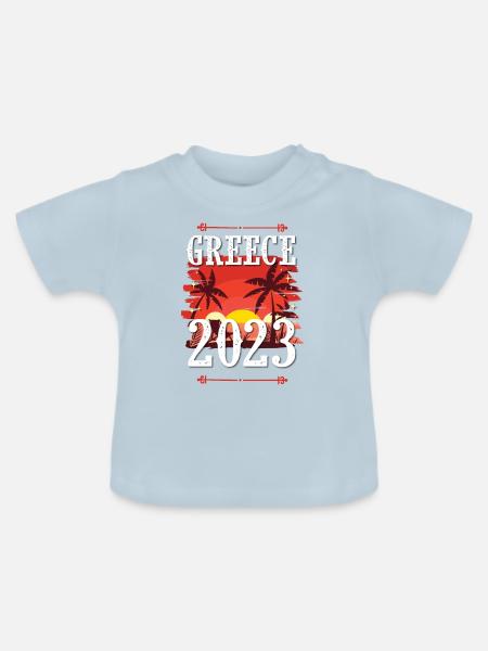 Greece 2023 - Baby Bio-T-Shirt mit Rundhals - Hellblau