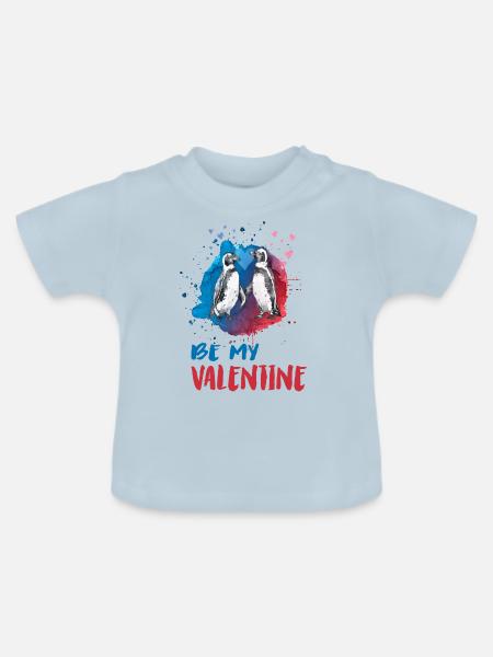 Be my Valentine Pinguine - Baby Bio-T-Shirt mit Rundhals - Hellblau