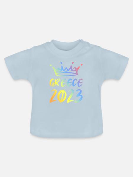 Greece 2023 - Baby Bio-T-Shirt mit Rundhals - Hellblau