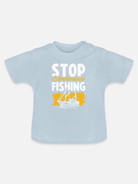 save the ocean angeln - Baby Bio-T-Shirt mit Rundhals - Hellblau