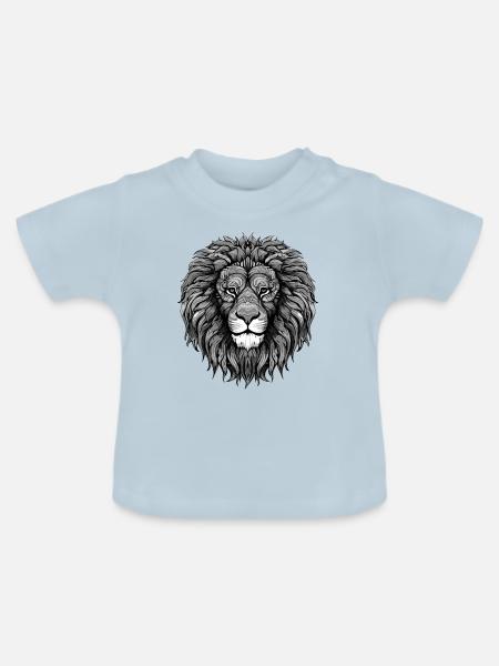 Löwe Portrait - Baby Bio-T-Shirt mit Rundhals - Hellblau
