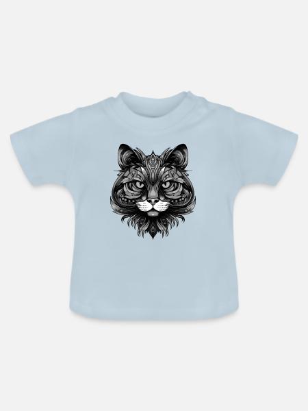 Katze Portrait - Baby Bio-T-Shirt mit Rundhals - Hellblau