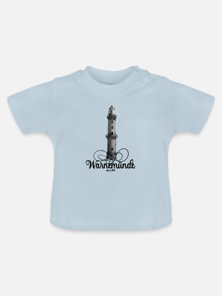 Warnemünde Leuchtturm - Baby Bio-T-Shirt mit Rundhals - Hellblau