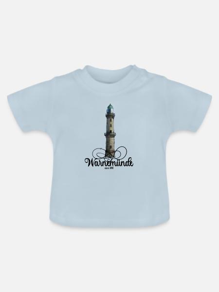 Warnemünde Leuchtturm - Baby Bio-T-Shirt mit Rundhals - Hellblau