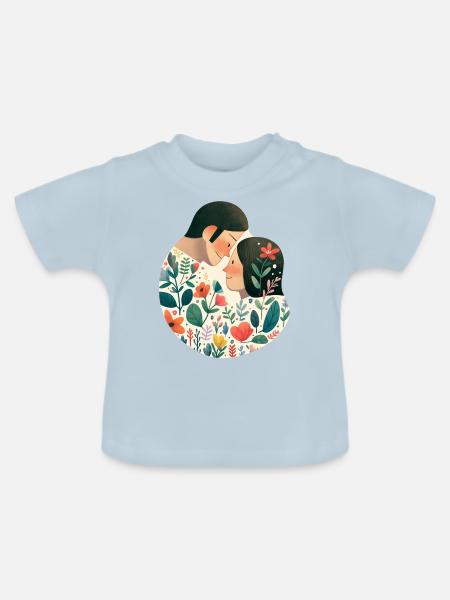 Pärchen verliebt - Baby Bio-T-Shirt mit Rundhals - Hellblau