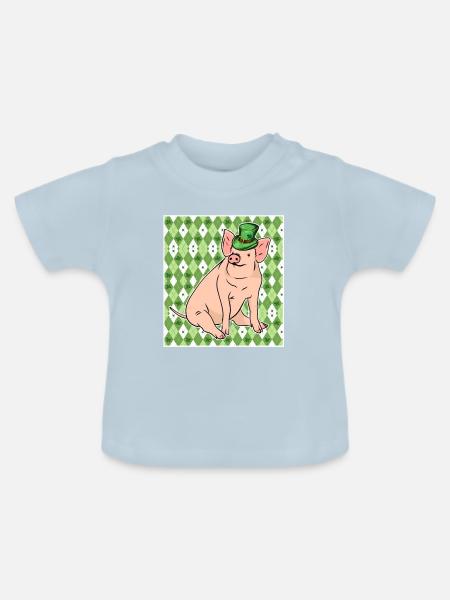 Glücksschwein - Baby Bio-T-Shirt mit Rundhals - Hellblau