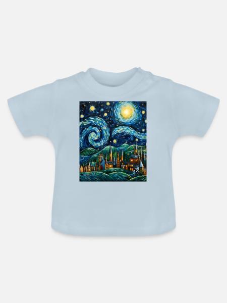 Weihnachts-Sternennacht-Shirt Bethlehem Star Art - Baby Bio-T-Shirt mit Rundhals - Hellblau