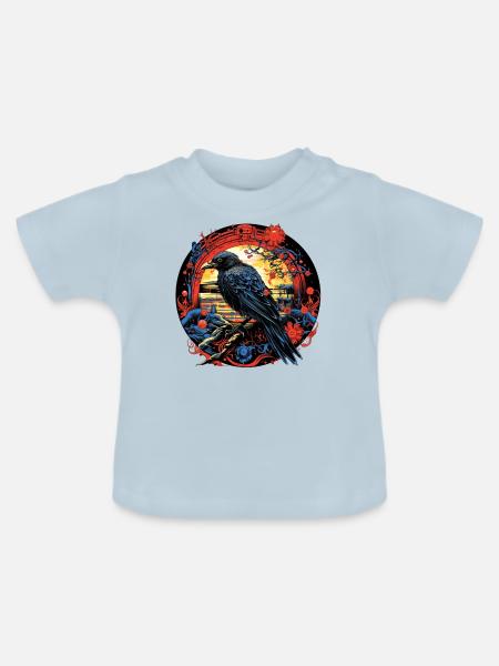 Folklore, Krähenmärchen, Symbole - Baby Bio-T-Shirt mit Rundhals - Hellblau