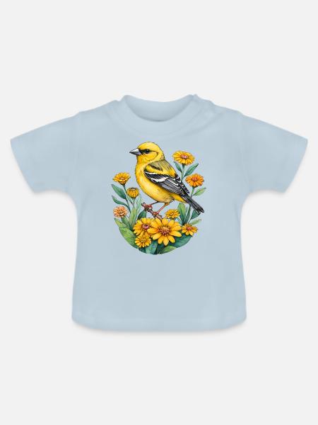 Gelber Fink - Baby Bio-T-Shirt mit Rundhals - Hellblau