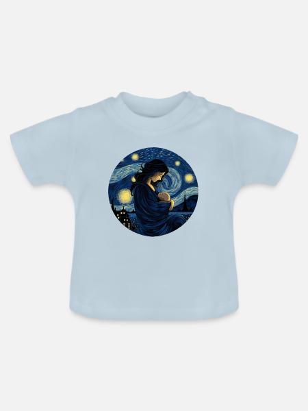 Stillen Sternenhemd Mutterschaft - Baby Bio-T-Shirt mit Rundhals - Hellblau