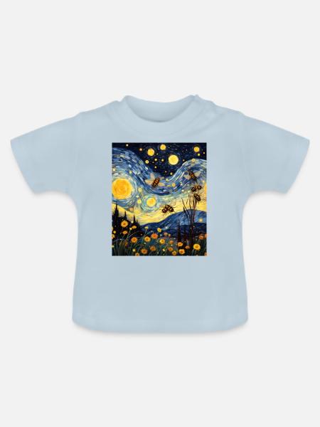 Honey Bee Sternennacht Hemd - Baby Bio-T-Shirt mit Rundhals - Hellblau
