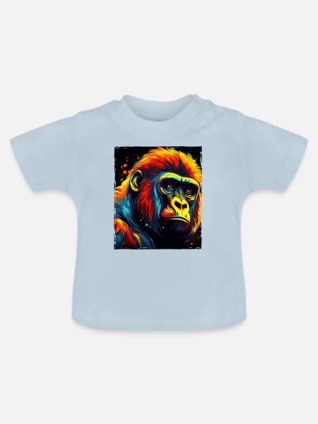 Gorilla Portrait - Baby Bio-T-Shirt mit Rundhals - Hellblau