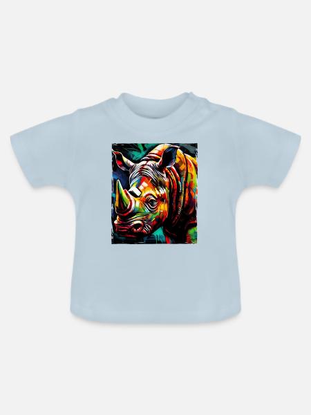 Nashorn Portrait - Baby Bio-T-Shirt mit Rundhals - Hellblau