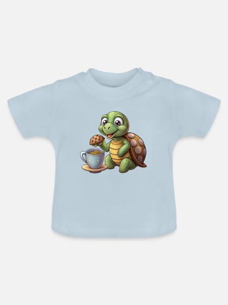 KEKSE, KAFFEEZEIT - Baby Bio-T-Shirt mit Rundhals - Hellblau