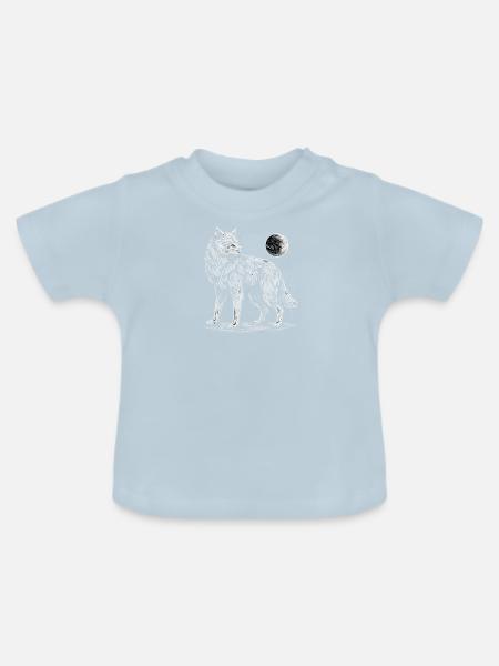 Wolf Mond Wildtier - Baby Bio-T-Shirt mit Rundhals - Hellblau