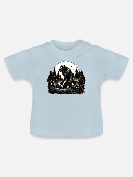 Aesthetic Werewolf Moon - Baby Bio-T-Shirt mit Rundhals - Hellblau