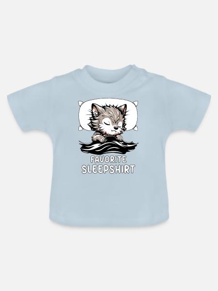 Werewolf Favorite Sleep - Baby Bio-T-Shirt mit Rundhals - Hellblau