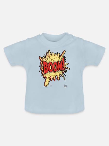 Boom – Cartoon Comic Explosion - Baby Bio-T-Shirt mit Rundhals - Hellblau