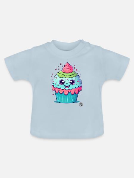 Überdosis Niedlichkeit - Süßestes Cupcake - Baby Bio-T-Shirt mit Rundhals - Hellblau
