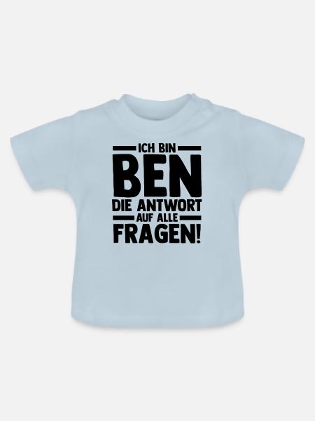Vorname Ben - Baby Bio-T-Shirt mit Rundhals - Hellblau