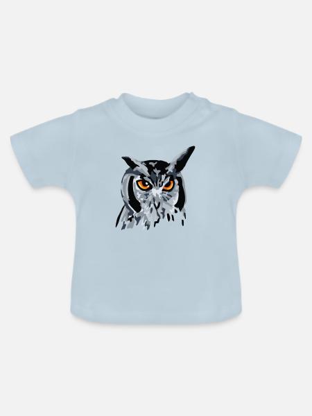 Uhu Eule Kauz Nachtvogel - Symbol für Weisheit - Baby Bio-T-Shirt mit Rundhals - Hellblau