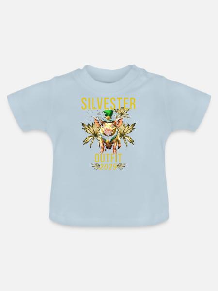 Silvester Outfit 2029 - Baby Bio-T-Shirt mit Rundhals - Hellblau