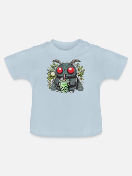 Mothman Drinking Bubble Tea - Baby Bio-T-Shirt mit Rundhals - Hellblau