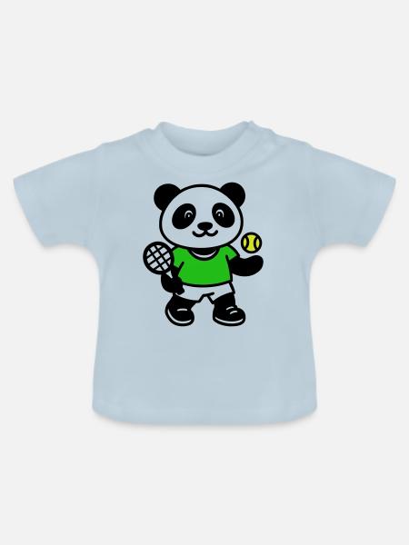 Panda-Tennis - Baby Bio-T-Shirt mit Rundhals - Hellblau