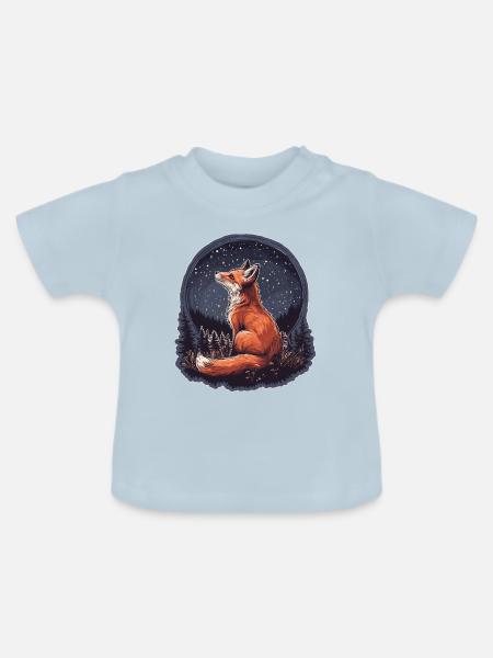 Fuchs und Sterne - Baby Bio-T-Shirt mit Rundhals - Hellblau