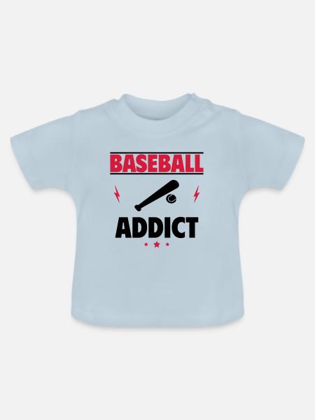 Baseball-Süchtig - Baby Bio-T-Shirt mit Rundhals - Hellblau