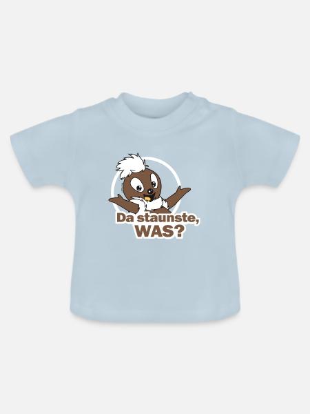 Pitttiplatsch 2D Da staunste, was? - Baby Bio-T-Shirt mit Rundhals - Hellblau