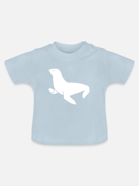 seehund tier - Baby Bio-T-Shirt mit Rundhals - Hellblau