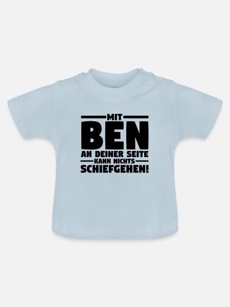 Vorname Ben - Baby Bio-T-Shirt mit Rundhals - Hellblau