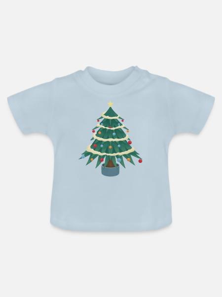 Christbaum - Baby Bio-T-Shirt mit Rundhals - Hellblau