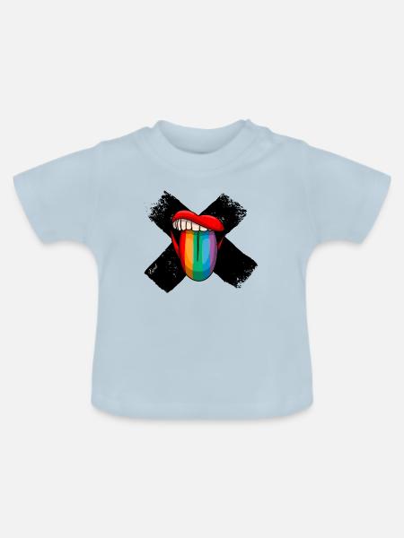 Zungeraus Statement - Baby Bio-T-Shirt mit Rundhals - Hellblau