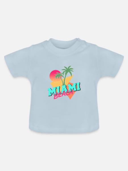 Miami Beach Strand - Baby Bio-T-Shirt mit Rundhals - Hellblau