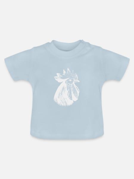Hahn Kopf weiss - Baby Bio-T-Shirt mit Rundhals - Hellblau