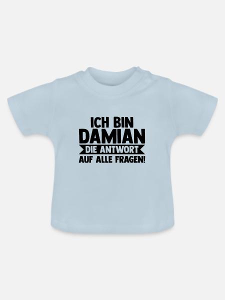 Vorname Damian - Baby Bio-T-Shirt mit Rundhals - Hellblau