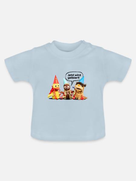Pittiplatsch - Jetzt wird gefeiert! - Baby Bio-T-Shirt mit Rundhals - Hellblau