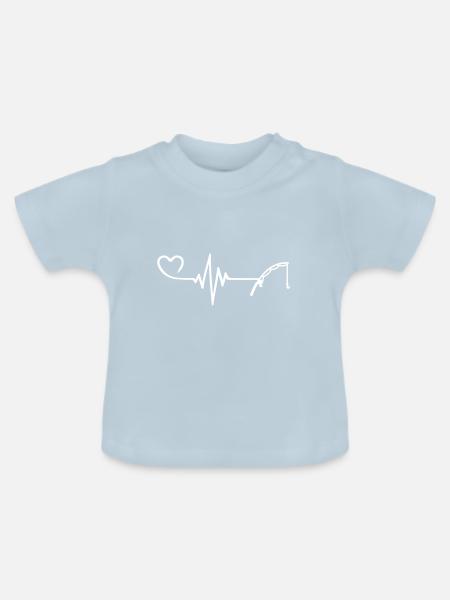Angelrute Herzschlag - Baby Bio-T-Shirt mit Rundhals - Hellblau