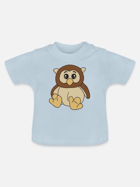 Kleine süße Eule - Baby Bio-T-Shirt mit Rundhals - Hellblau