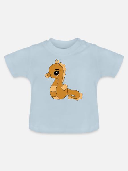 Knuffiges Seepferdchen - Baby Bio-T-Shirt mit Rundhals - Hellblau