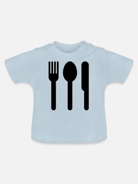 Löffel, Gabel und Messer - Baby Bio-T-Shirt mit Rundhals - Hellblau