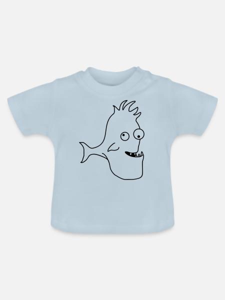 Stupid Crazy Comic Fish - Baby Bio-T-Shirt mit Rundhals - Hellblau