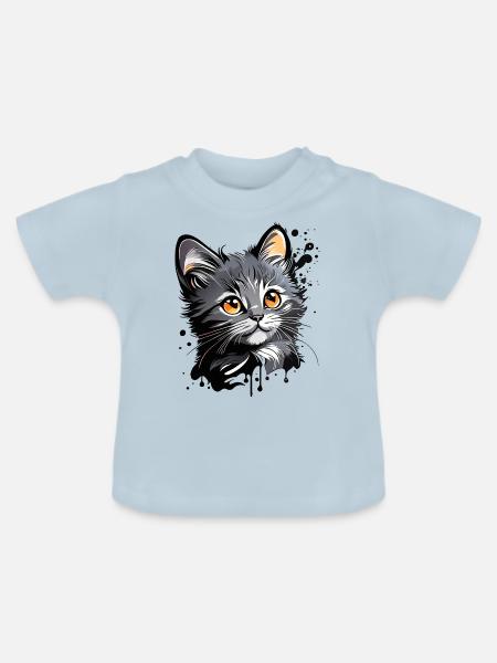 niedliches Kätzchen, Katze - Baby Bio-T-Shirt mit Rundhals - Hellblau