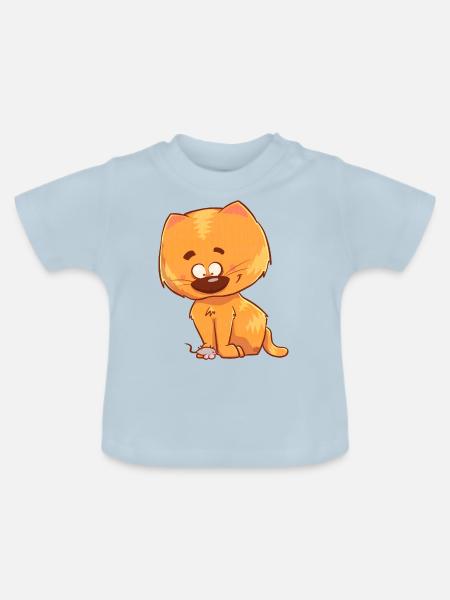 Katze, orange und niedlich - Baby Bio-T-Shirt mit Rundhals - Hellblau
