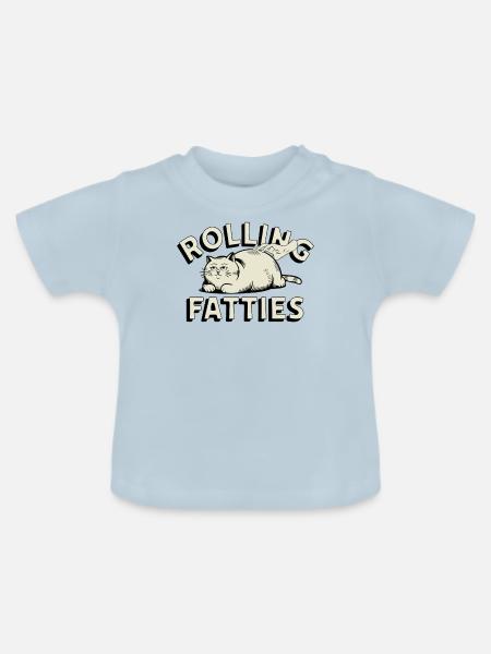 Rolling Fatties Katze Humor - Baby Bio-T-Shirt mit Rundhals - Hellblau