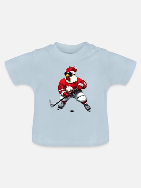 Huhn Eishockey - Baby Bio-T-Shirt mit Rundhals - Hellblau