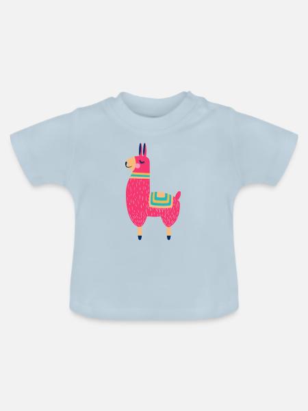 Lama - Baby Bio-T-Shirt mit Rundhals - Hellblau
